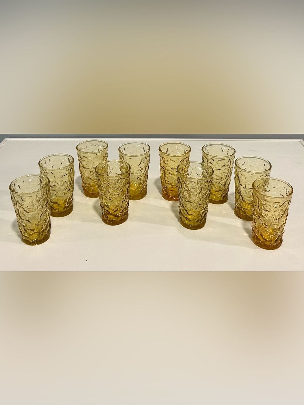 Set of 10 vintage Anchor Hocking Lido Milano crinkle glass 4oz juice glasses